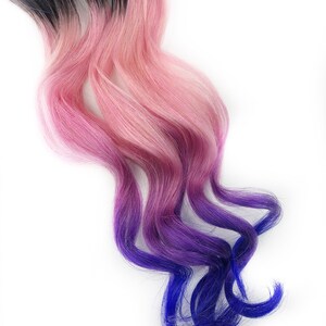 Pink and Purple Hair Clip Extensions, Pink Ombre Hair, Purple Ombre Hair, Weave, Human Hair, Full Set, Bundle, Festival, Hippie Hair, Dread image 7