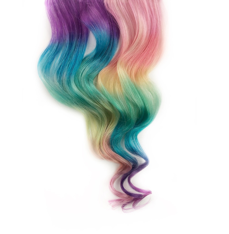 Hair Weave Wide Tracks Pink Hair Pastel Rainbow Ombr\u00e9 Clip in Hair Extensions prism hair Tape in hair Ombre Hair Extensions