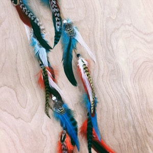 Long Leather Tribal Feather Earrings, 17-19 inches, Beaded Suede Leather Aztec Feather Earrings-Feather Symbolism image 1