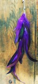 Dark Purple Moon, Single Feather Hair Extension Clip 17inches long, Extra long Feather Earrings 