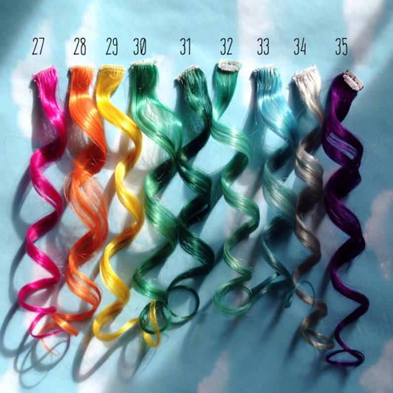 Mermaid Human Hair Extensions, Unicorn Colored Hair Extension Clip, Hair Wefts, Clip in Hair, Tie Dye Hair Extensions, Festival Hair image 3