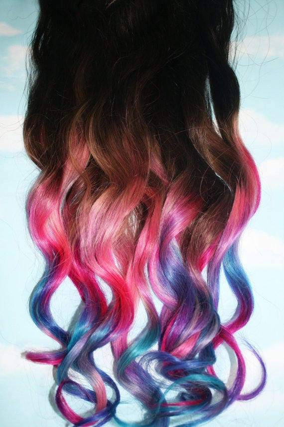 CUSTOM Tape ins human Hair extensions cotton candy unicorn pastel tape in extensions ombre tape in hair pink and mint tape in hair teal