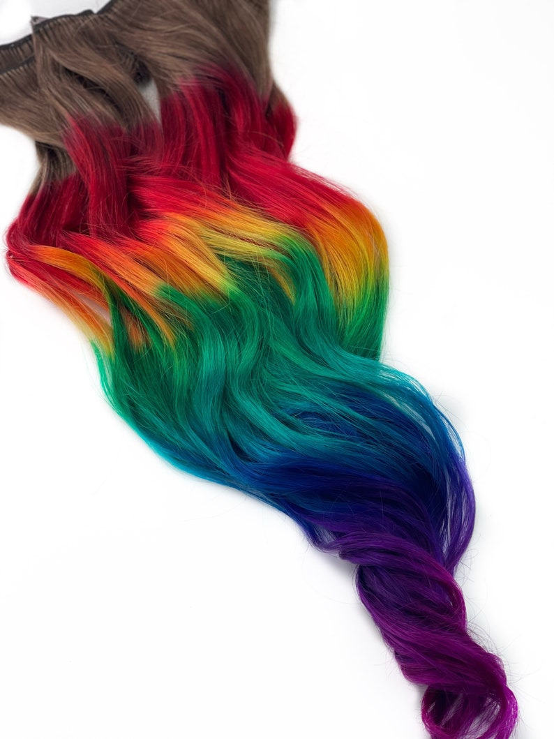 Dark Gem Tone Rainbow Clip in Hair Extensions Gem Hair Color Etsy