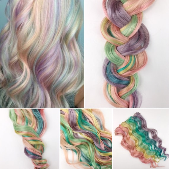 Rainbow Human Hair Extensions, Colored Hair Extension Clip, Hair