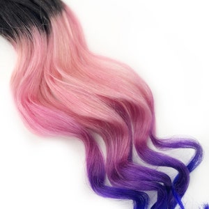 Pink and Purple Hair Clip Extensions, Pink Ombre Hair, Purple Ombre Hair, Weave, Human Hair, Full Set, Bundle, Festival, Hippie Hair, Dread image 8