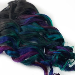 Oil slick hair extensions, oil slick hair color, teal, purple Human Hair Weave, Full Set Bundle, Clip in hair extensions, tape ins, wefts image 3