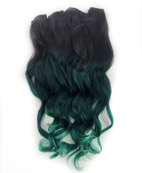 Dark Hunter Emerald Green With Faded Tips Clip In Hair Etsy