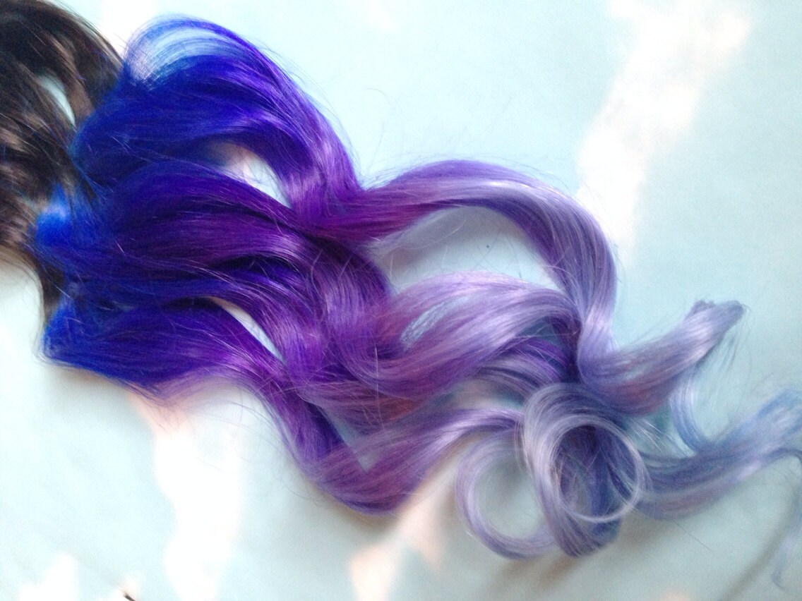Purple And Blue Hair Clip Extensions Blue Ombre Hair Purple Etsy