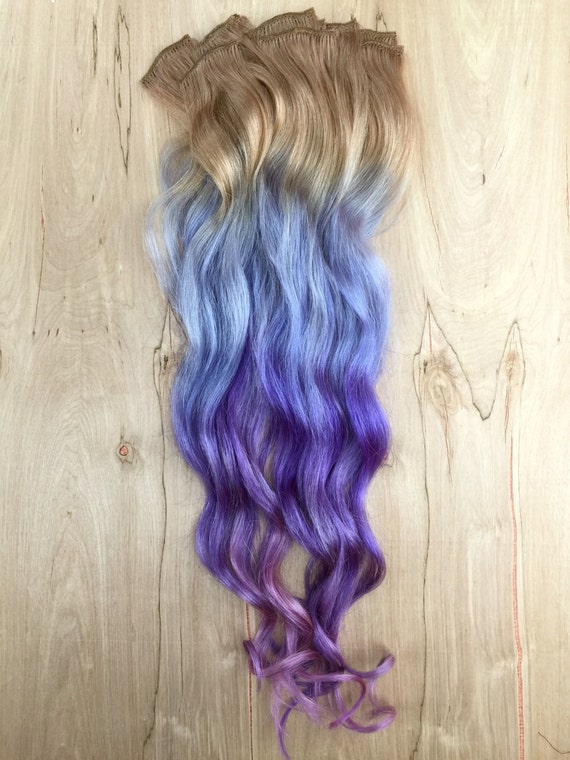 5 Star Seller Grey Purple Ombre Hair Extensions Silver Hair Grey Hair Extensions Gray Ombre Hair Human Hair Extensions Full Set