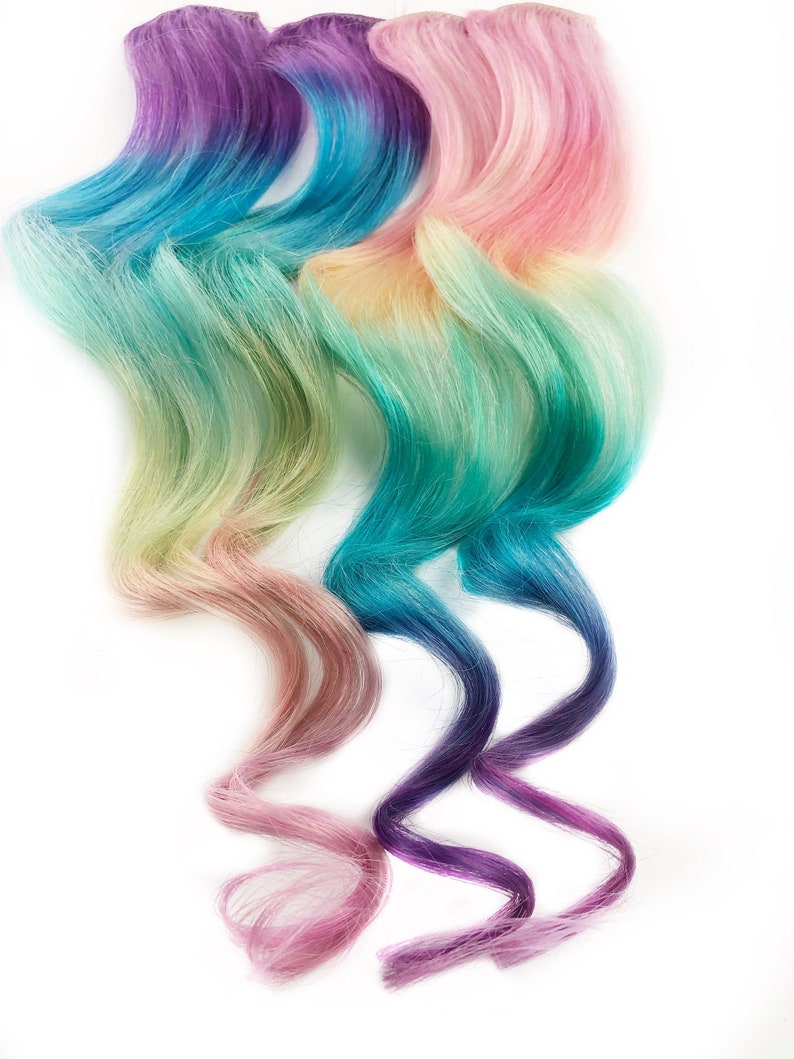 Hair Weave Wide Tracks Pink Hair Pastel Rainbow Ombr\u00e9 Clip in Hair Extensions prism hair Tape in hair Ombre Hair Extensions