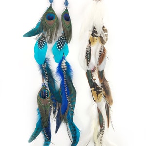 Long Leather Tribal Feather Earrings, 17-19 inches, Beaded Suede Leather Aztec Feather Earrings-Feather Symbolism image 4