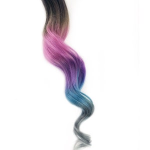 ラベンダーパープルとグレーのヘアエクステンション、ピンク、パープルとグレーのヘア、編み込みとオンブレの人毛、クリップインヘアエクステンション、テープインバンドル