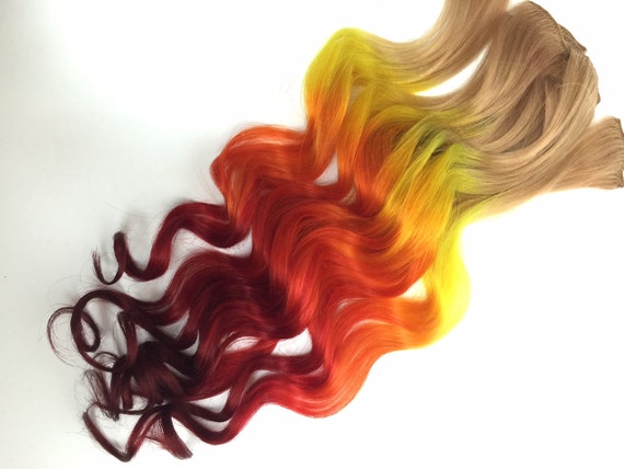 Burning Man Fire Ombre Hair Extensions Clip In Hair Etsy