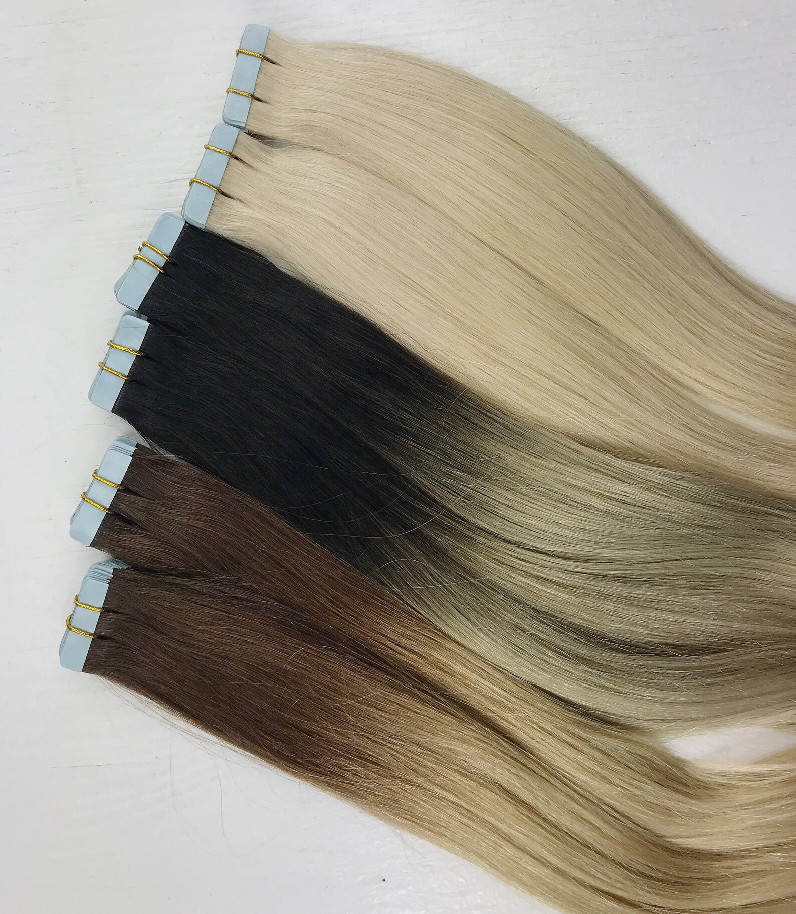 Tape in Human Hair Extensions Natural Ombre Tape Ins Black Etsy