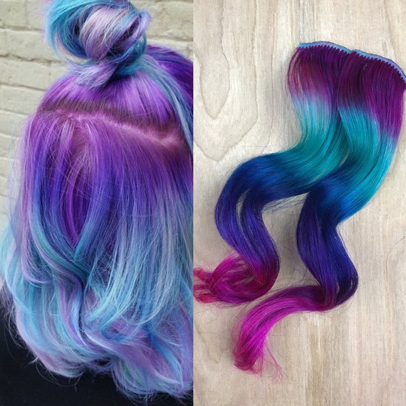 Gem Under Lights Blues Turquoise Ombre Hair Extensions Clip Etsy