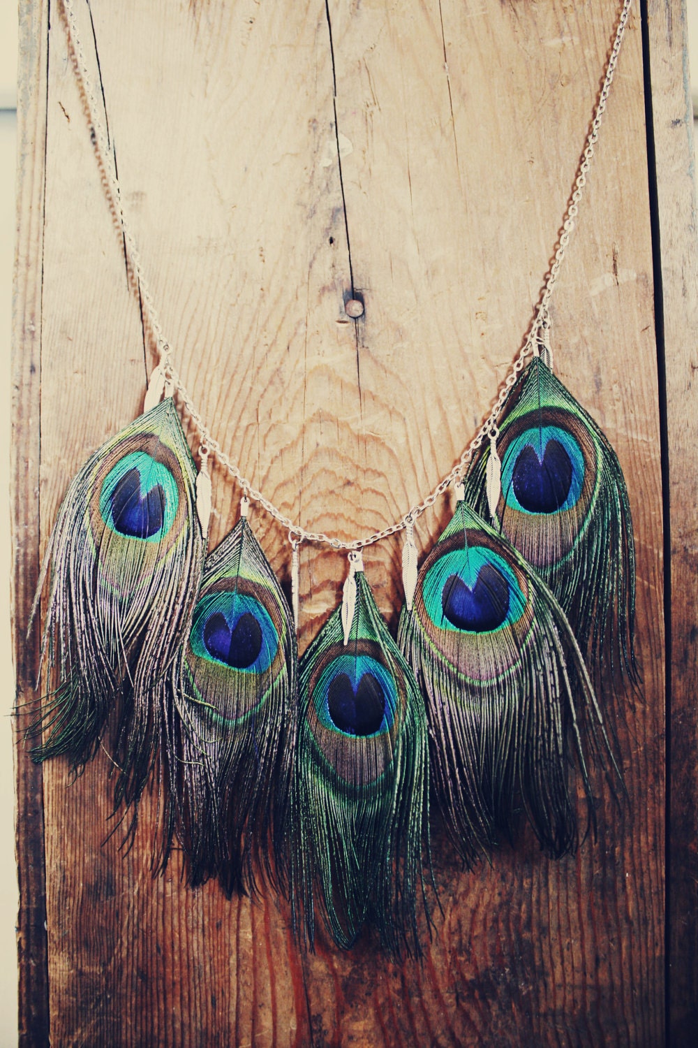 Oxidized Peacock Feather Pendant With Keum Boo