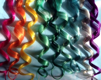 Rainbow Human Hair Extensions, Colored Hair Extension Clip, Hair Wefts, Clip in Hair, Tie Dye Hair Extensions, Festival Hair