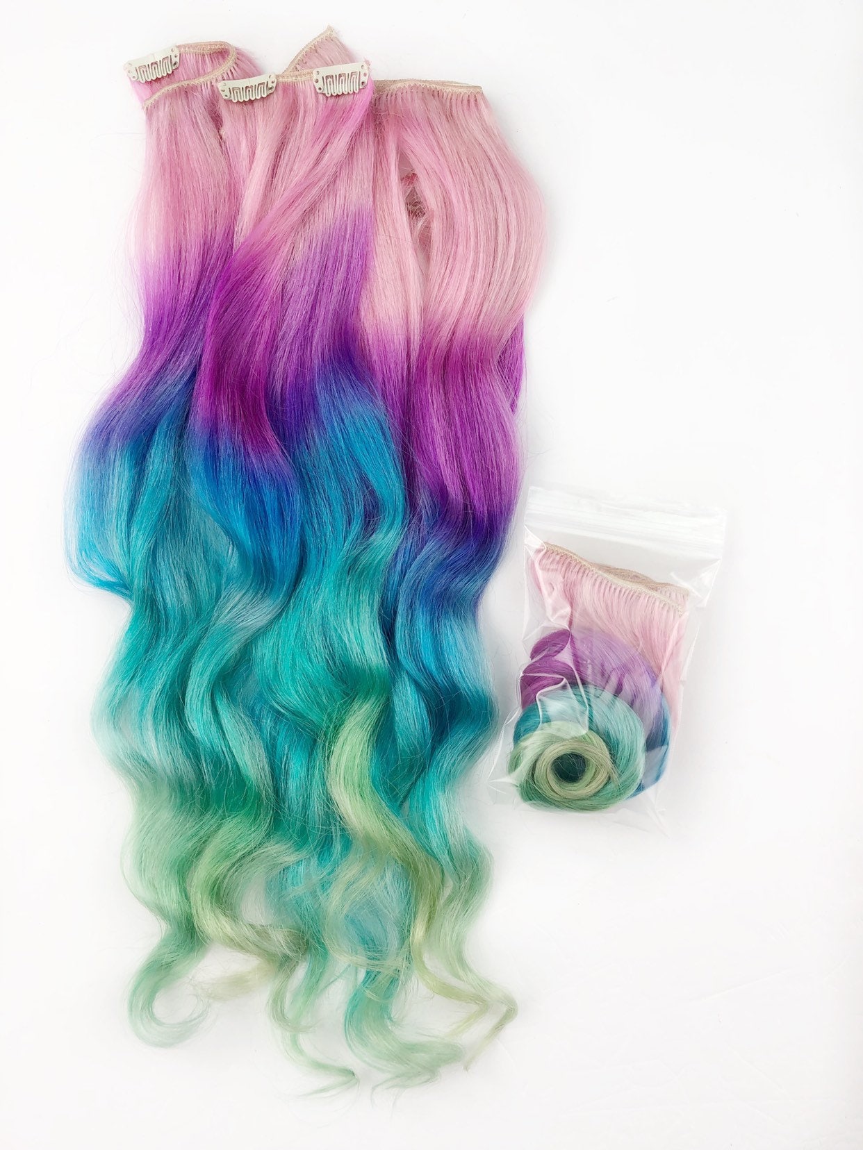 Unicorn Hair Extensions Clip in Pastel Hair Extensions Full Etsy