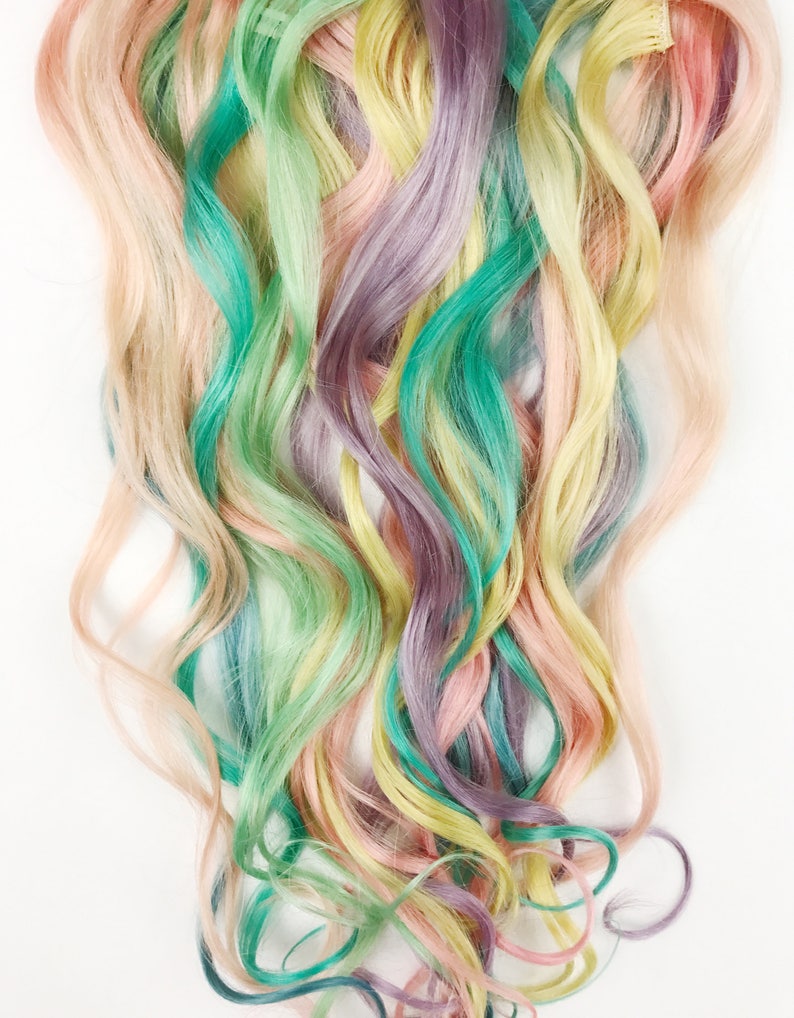 Rainbow Pastel Clip in Hair Extensions Pink Hair Hair Weave Etsy
