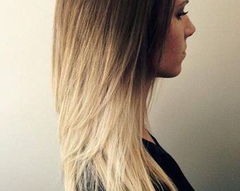 Extensiones de cabello con puntas decoloradas hechas a mano, extensiones de cabello ombré, cabello humano, extensiones de cabello de colores con clip, cortinas de cabello, extensiones de cabello con clip