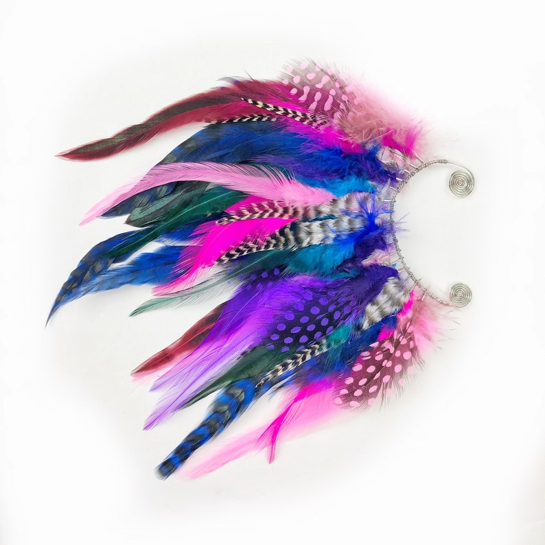 Handmade Feather Ear Cuff Earringgrizzly Feathers Colorful Etsy