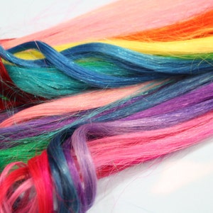 Rainbow Human Hair Extensions, Colored Hair Extension Clip, Hair Wefts, Clip in Hair, Tie Dye Hair Extensions, Festival Hair image 3