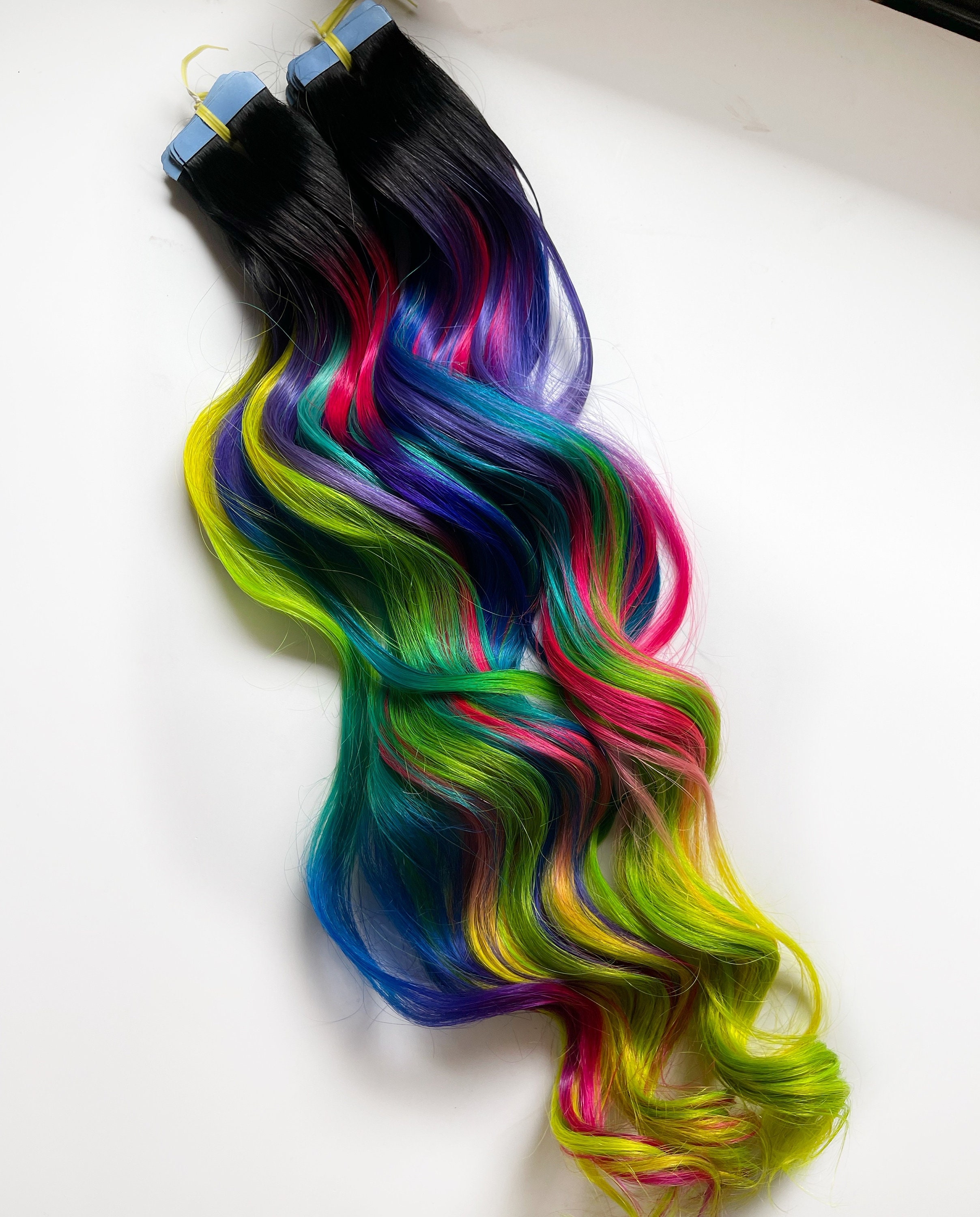 Bright Neon Human Hair Extensions, Hand Dyed Bright Neon Pink, Neon ...