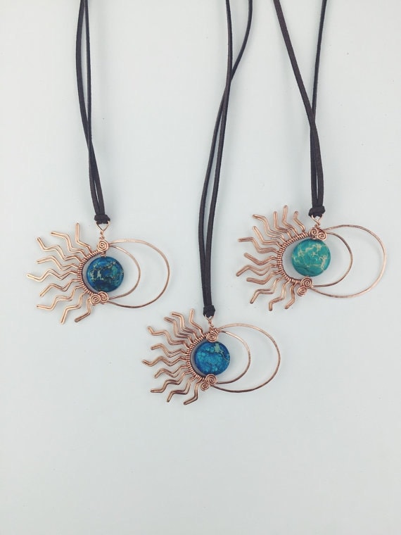 Small Handmade Moon Jewelry Sun And Wire Wrapping - Sun And Moon Pendants Small Handmade Moon Jewelry Sun And Wire Wrapping - Sun And Moon Pendants