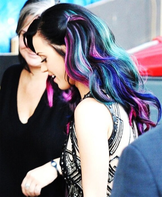 Pastel Tie Dye Tip Extensions Blue Hair Rainbow Hair Festival Hair Extensions 20 inches long Clip In Hair Hippie Hair Dip Dyed Tips