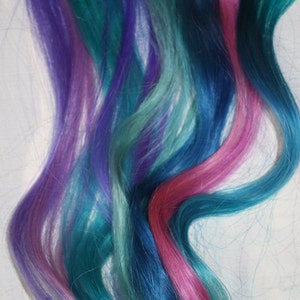 Pastel Tie Dye Tip Extensions, Blue Hair, Rainbow Hair, Festival Hair Extensions, 20 inches long, Clip In Hair , Hippie Hair, Dip Dyed Tips image 3