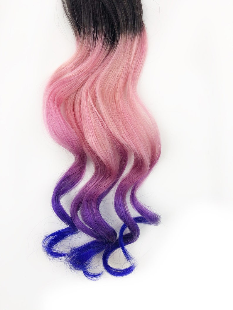 Pink and Purple Hair Clip Extensions, Pink Ombre Hair, Purple Ombre Hair, Weave, Human Hair, Full Set, Bundle, Festival, Hippie Hair, Dread image 4