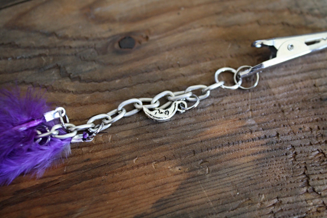 Dark Purple Moon Single Feather Hair Extension Clip 17inches Etsy