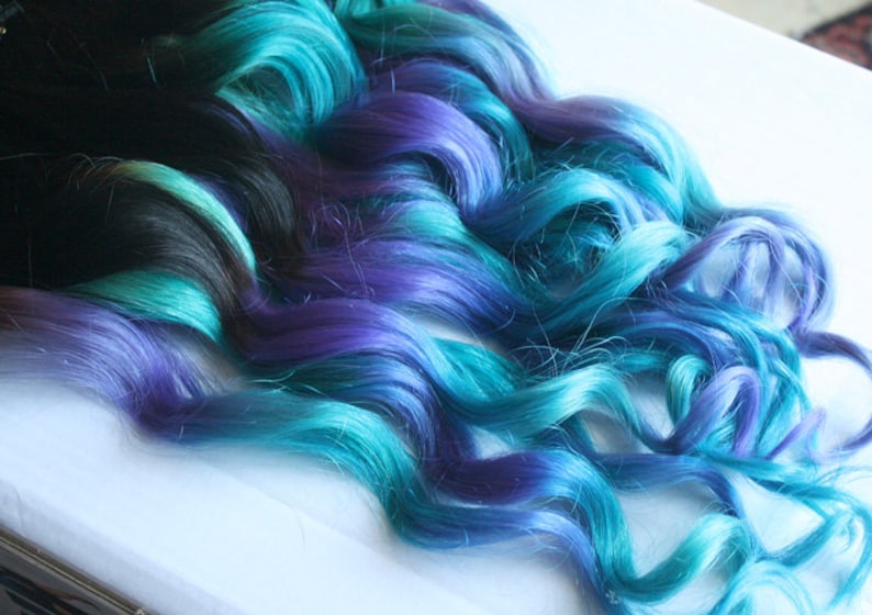3. Teal Blue Purple Hair Extensions - wide 3
