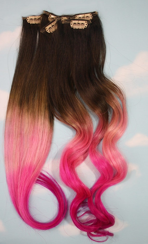 Mann Rosa Dip Dyed Erweiterungen Fur Brunette Haare 20 22 Zoll Lang Clip In Haarverlangerungen Hippie Haar Pastell Festival Haare Brennen