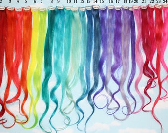 Rainbow Human Hair Extensions, Colored Hair Extension Clip, Hair Wefts, Clip in Hair, Tie Dye Hair Extensions, Festival Hair