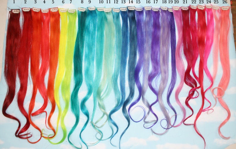 Rainbow Human Hair Extensions, Colored Hair Extension Clip, Hair Wefts, Clip in Hair, Tie Dye Hair Extensions, Festival Hair image 1