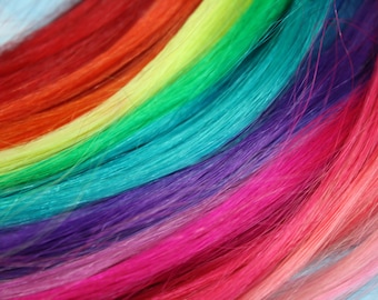 Rainbow Human Hair Extensions, Colored Hair Extension Clip, Hair Wefts, Clip in Hair, Tie Dye Hair Extensions, Festival Hair