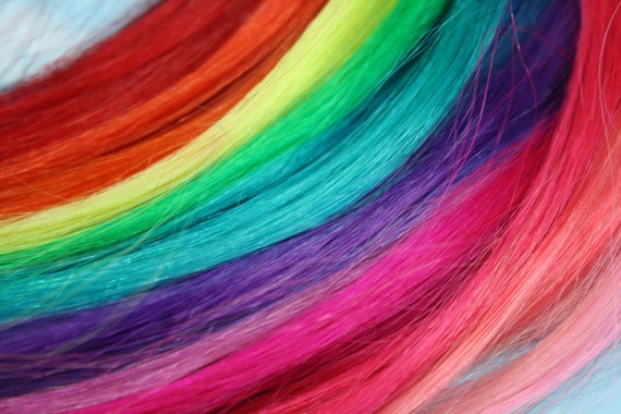 Rainbow Human Hair Extensions, Colored Hair Extension Clip, Hair