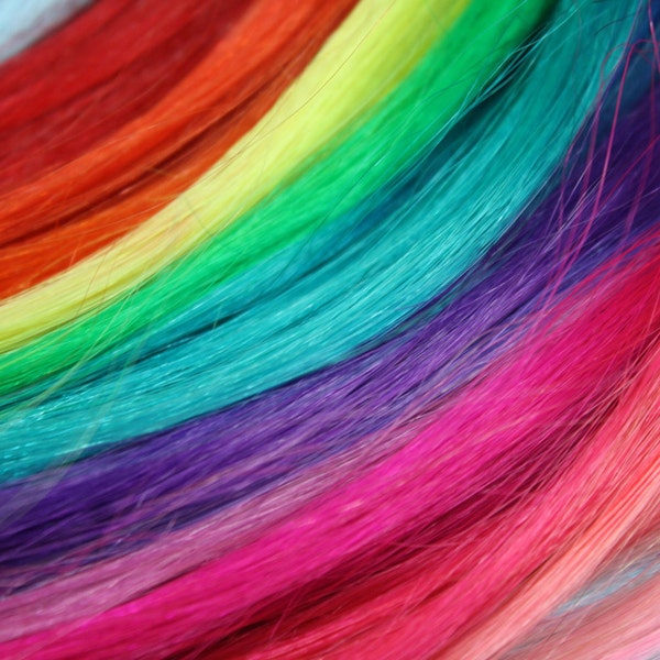 Rainbow Human Hair Extensions, Colored Hair Extension Clip, Hair Wefts, Clip in Hair, Tie Dye Hair Extensions, Festival Hair