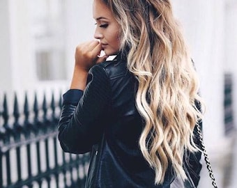 Extensiones de cabello con puntas decoloradas hechas a mano, extensiones de cabello ombré, cabello humano, extensiones de cabello de colores con clip, cortinas de cabello, extensiones de cabello con clip