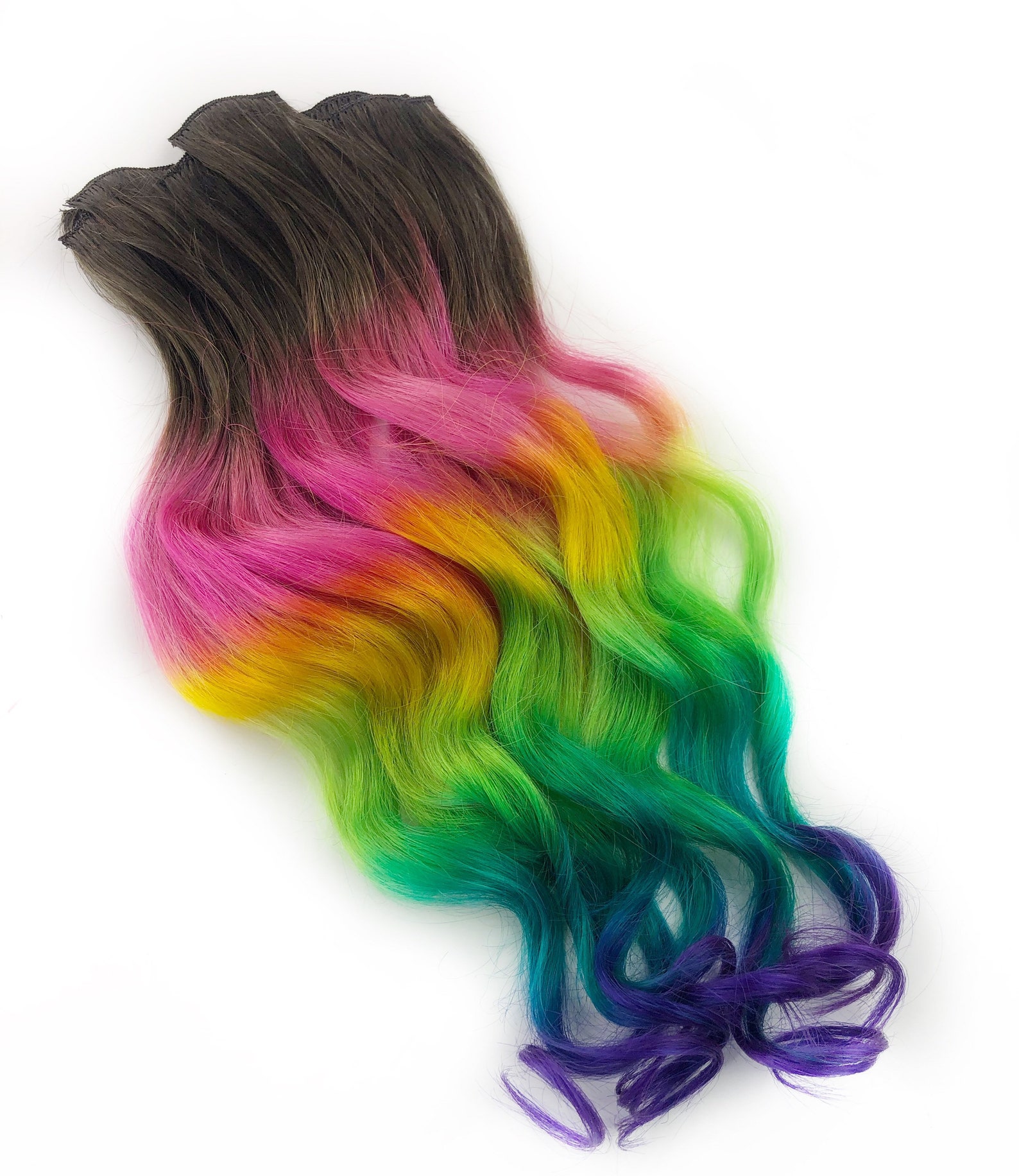 Neon Rainbow Clip in Hair Extensions Ombre Hair Bundles Hair Etsy