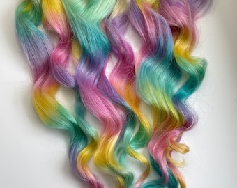 Unicorn Pastel Hair Extensions, mermaid hair, Hair Weave, Wide Tracks, Ombre Hair Extensions, Pink Hair, Soft Rainbow Hair, clip in hair