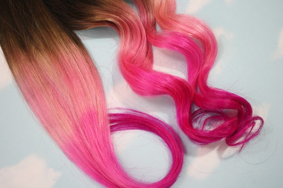 Burning Man Pink Dip Dyed Hair Extensions For Brunette Hair 20 22 Inches Long Clip In Hair Extensions Hippie Hair Pastel Festival Hair