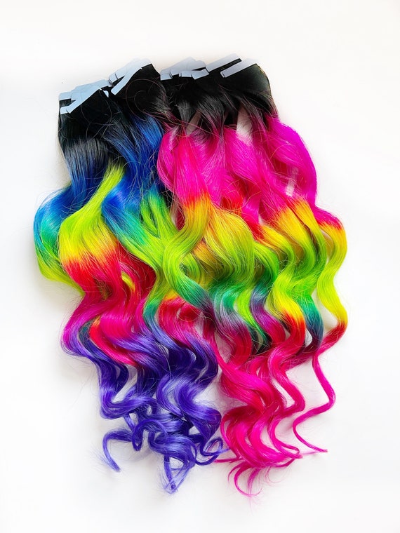Pastel Prism Rainbow Clip in Hair Extensions, Pink Ombre  display picture 3