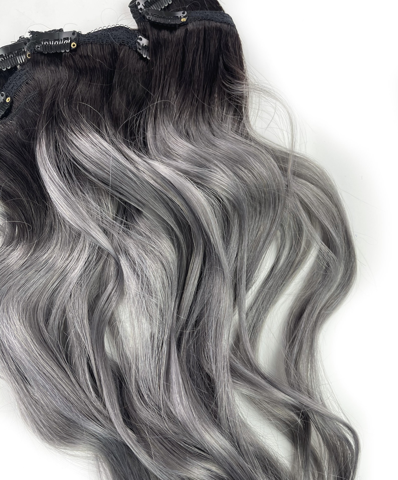 5 Star Seller Black to Grey Ombre Hair Extensions Silver - Etsy