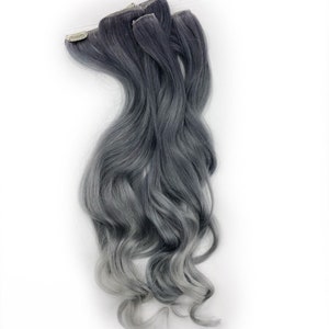 Ready to ship, steel grey ombre, silver ombre, gray Hair Extensions, Silver Hair, Grey Hair Extensions, Gray Ombre Hair, human hair clips