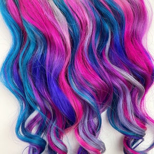 Purple, Blue and Pink balayage ombre hair extensions, Pink Ombre Hair,  Hair Wefts, Human Hair Extensions, tape in rainbow hair