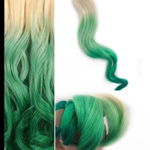 Green Hair St. Patrick’s Day Clip In Hair Extensions, Irish Ombre Hair, Emerald Green Hair Wefts, Human Hair Extensions