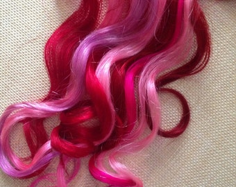 Pink and Red Hair Extensions, Love,Valentines Day,  Burning Man, Festival Hair , Clip In Hair Extensions, Hippie Hair, Ombre Hair Extensions