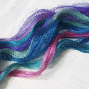 Pastel Tie Dye Tip Extensions, Blue Hair, Rainbow Hair, Festival Hair Extensions, 20 inches long, Clip In Hair , Hippie Hair, Dip Dyed Tips image 4